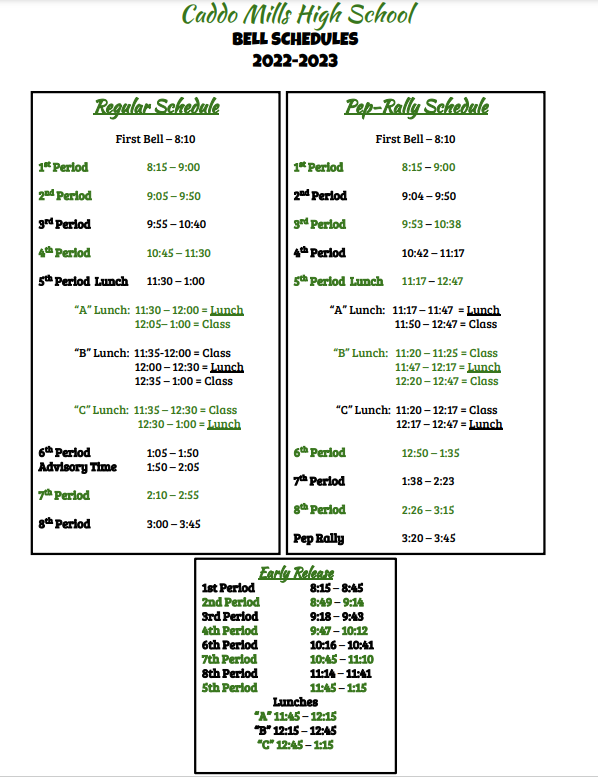 High School Bell Schedules