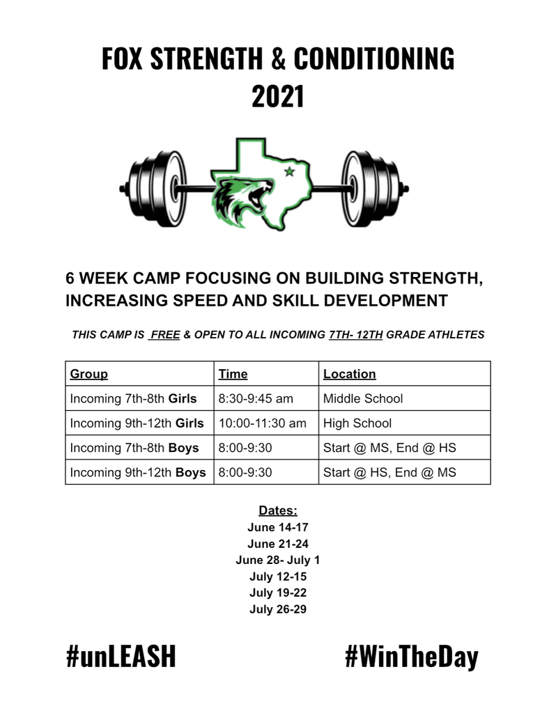 Summer conditioning schedule
