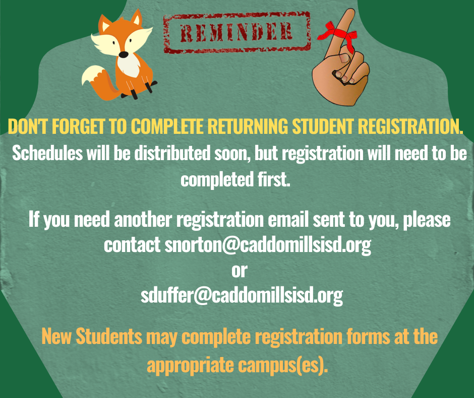 Reminder of Returning Student Registration